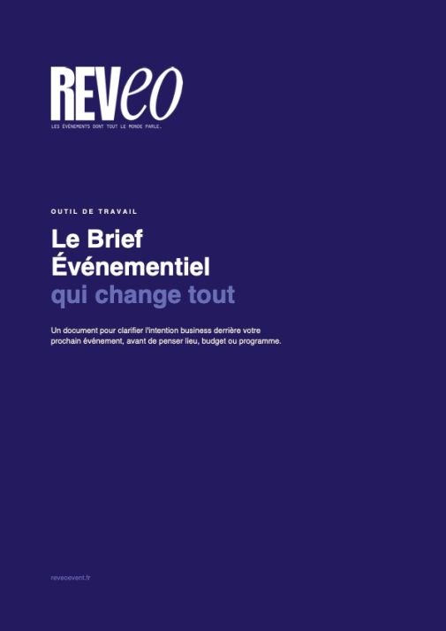 Couverture du modèle de brief événementiel Reveo à télécharger en PDF